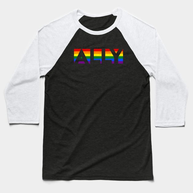 LGBT Rainbow Pride Flag Ally Baseball T-Shirt by jpmariano